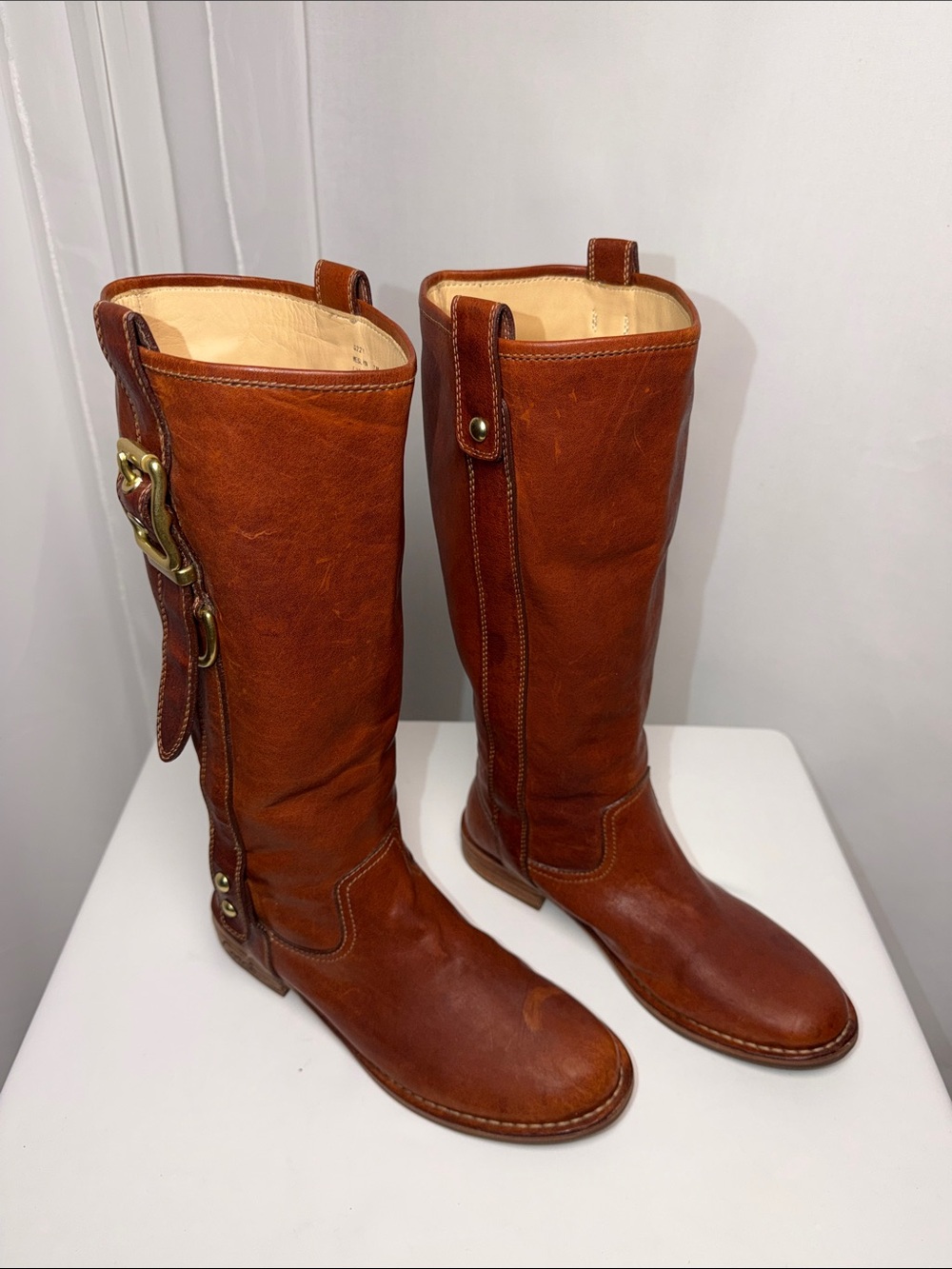 Coach Weslyn Cognac Leather Equestrian Riding Boots Size 7